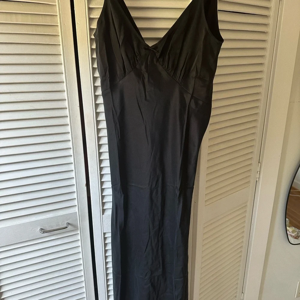 Doen Claire Dress Black Silk Bias Cut Lace Flutter Sleeve NWT - Picture 5 of 10